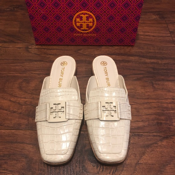 TB Tory Burch beige leather mules slip on shoes size 8.5 womens new - Picture 6 of 6